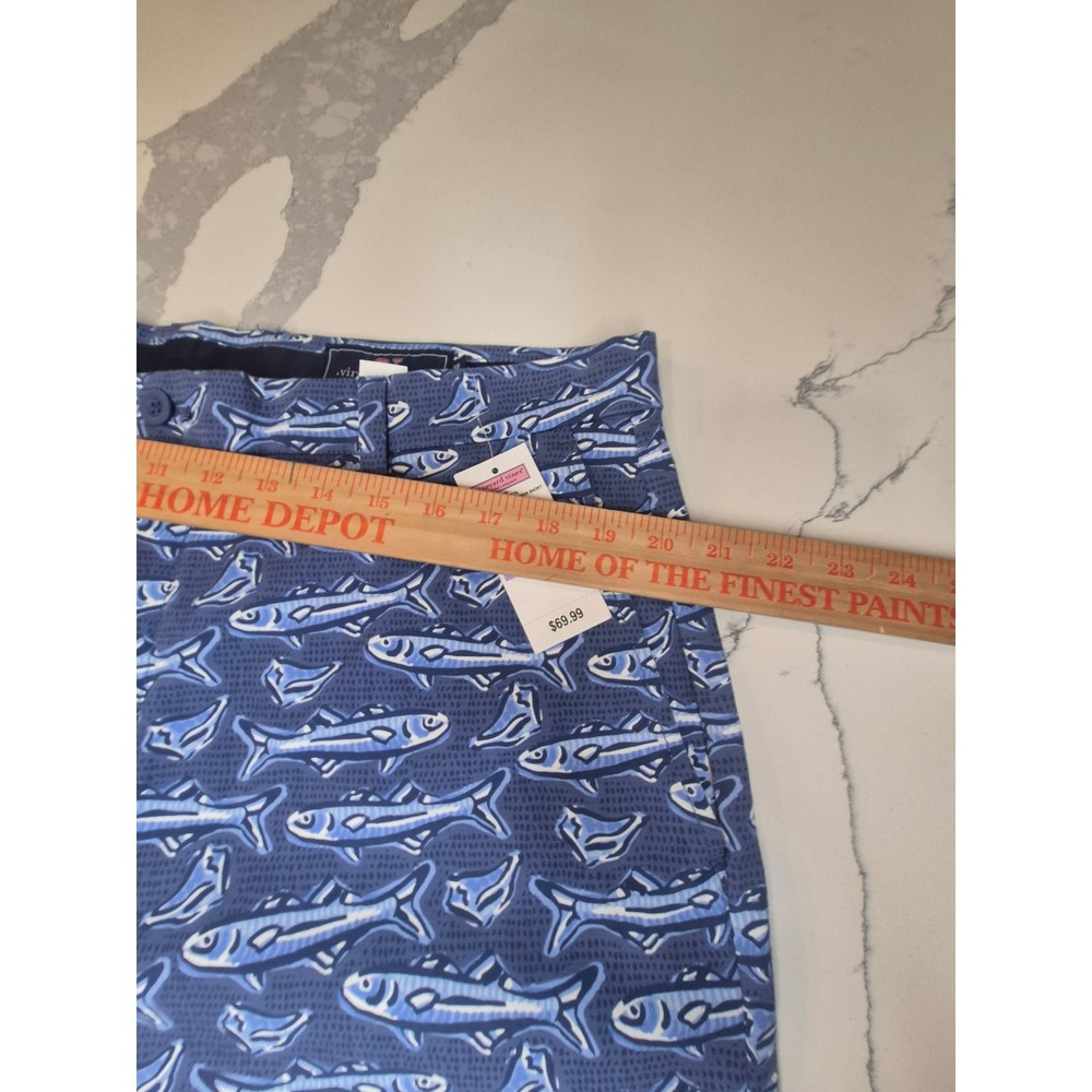 Vineyard Vines Mens 38 8 Inch Breaker Shorts Moonshine Blue Fish Print Novelty - Picture 4 of 11
